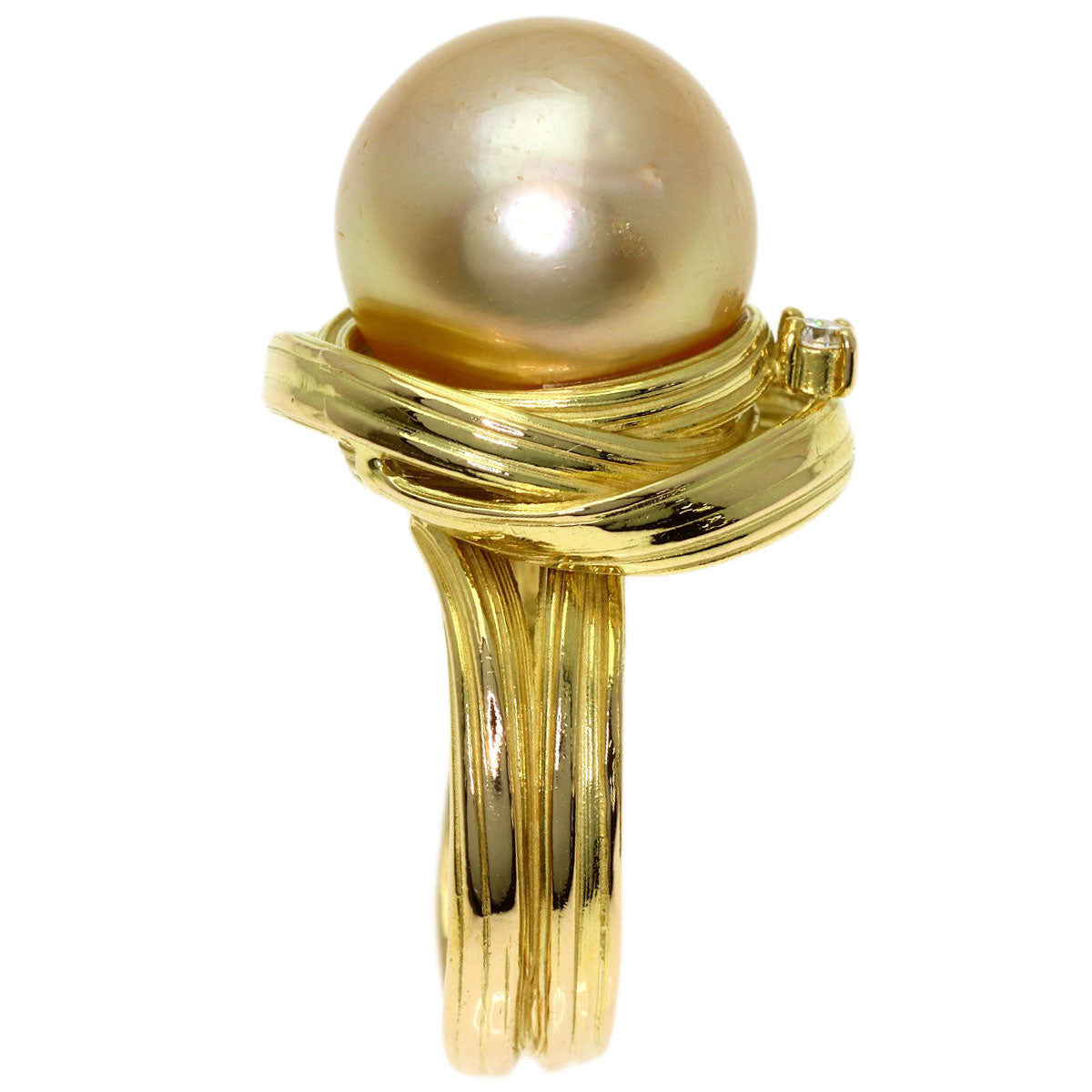 TASAKI Golden Pearl Pearl Diamond Ring K18 Yellow Gold Ladies [Used]