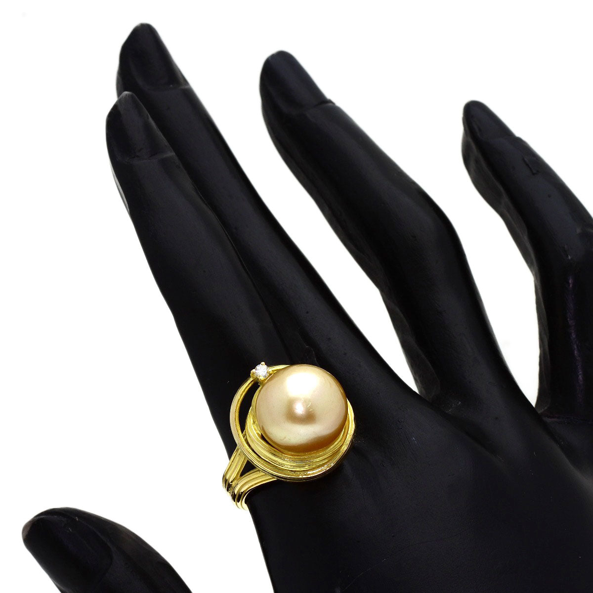 TASAKI Golden Pearl Pearl Diamond Ring K18 Yellow Gold Ladies [Used]