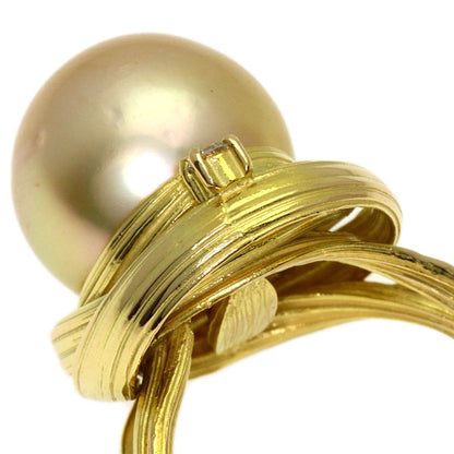 TASAKI Golden Pearl Pearl Diamond Ring K18 Yellow Gold Ladies [Used]