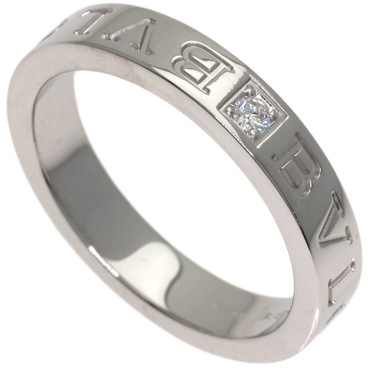 BVLGARI Double logo 1P Diamond Ring K18 White Gold Ladies [Used]