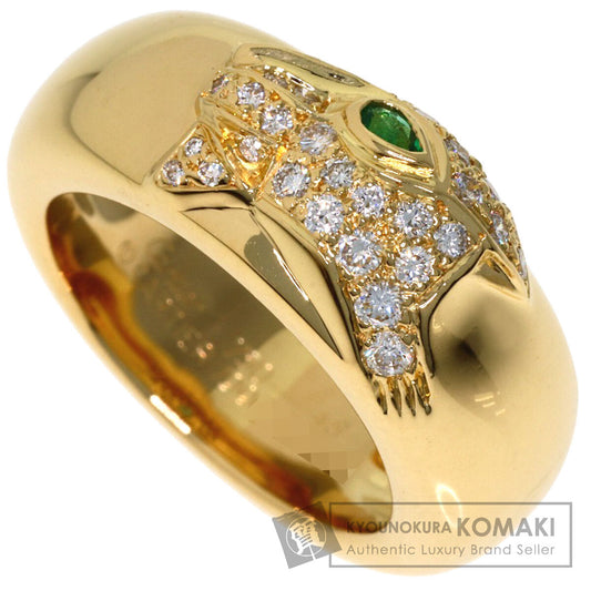 CARTIER PANTHERE 1925 Diamond Emerald #48 Ring K18 Yellow Gold Ladies [Used]