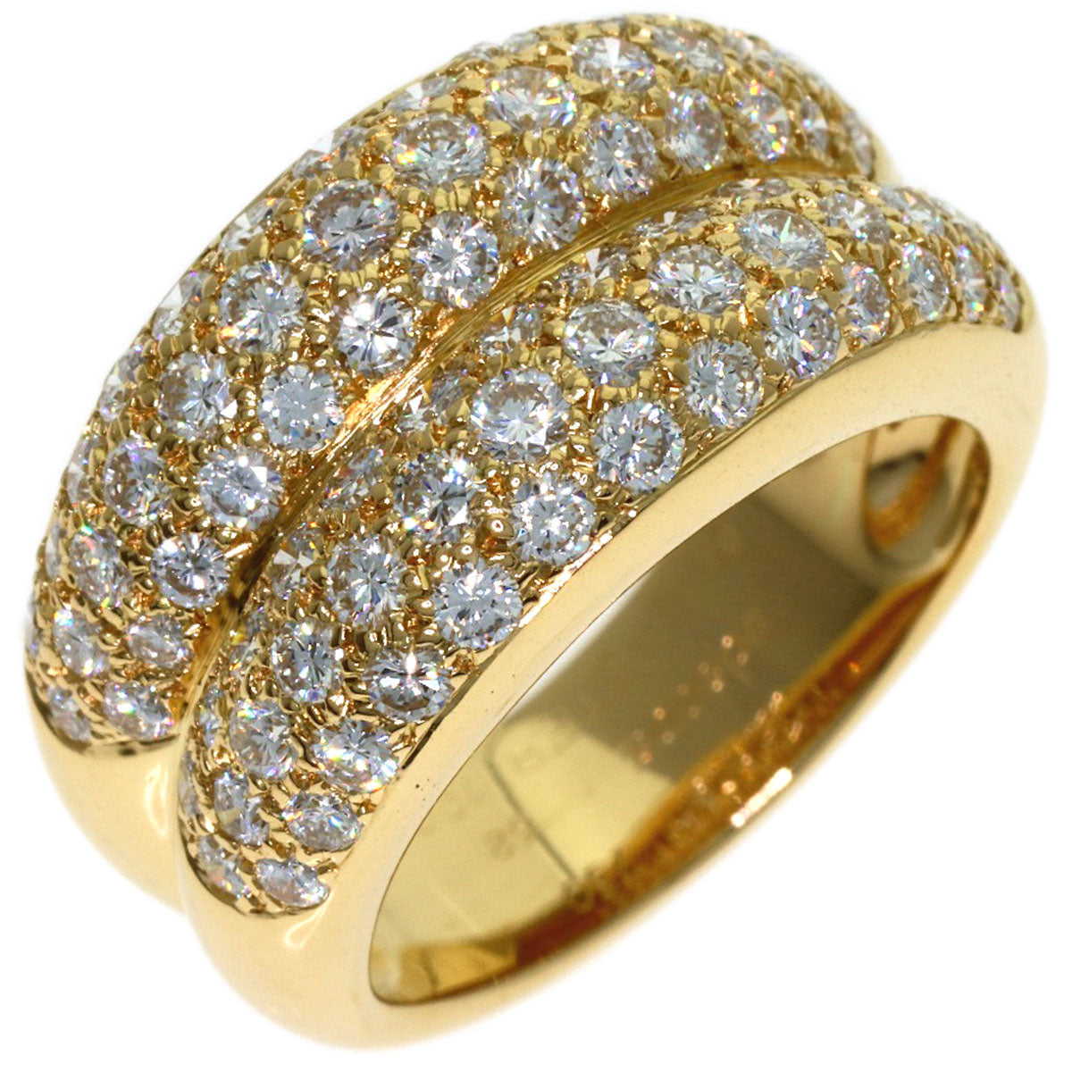 CARTIER Double Mimi Diamond #52 Ring K18 Yellow Gold Ladies [Used]
