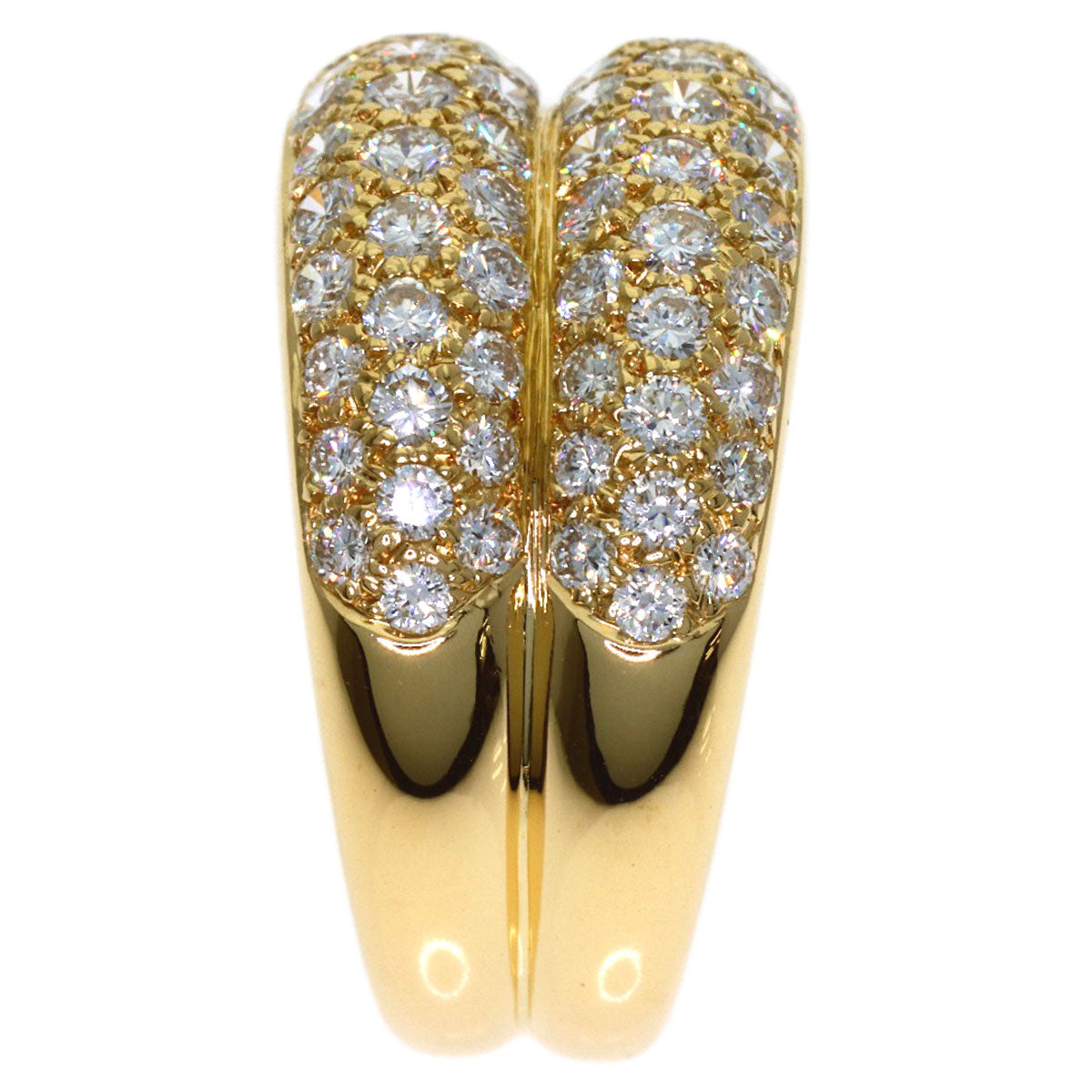 CARTIER Double Mimi Diamond #52 Ring K18 Yellow Gold Ladies [Used]