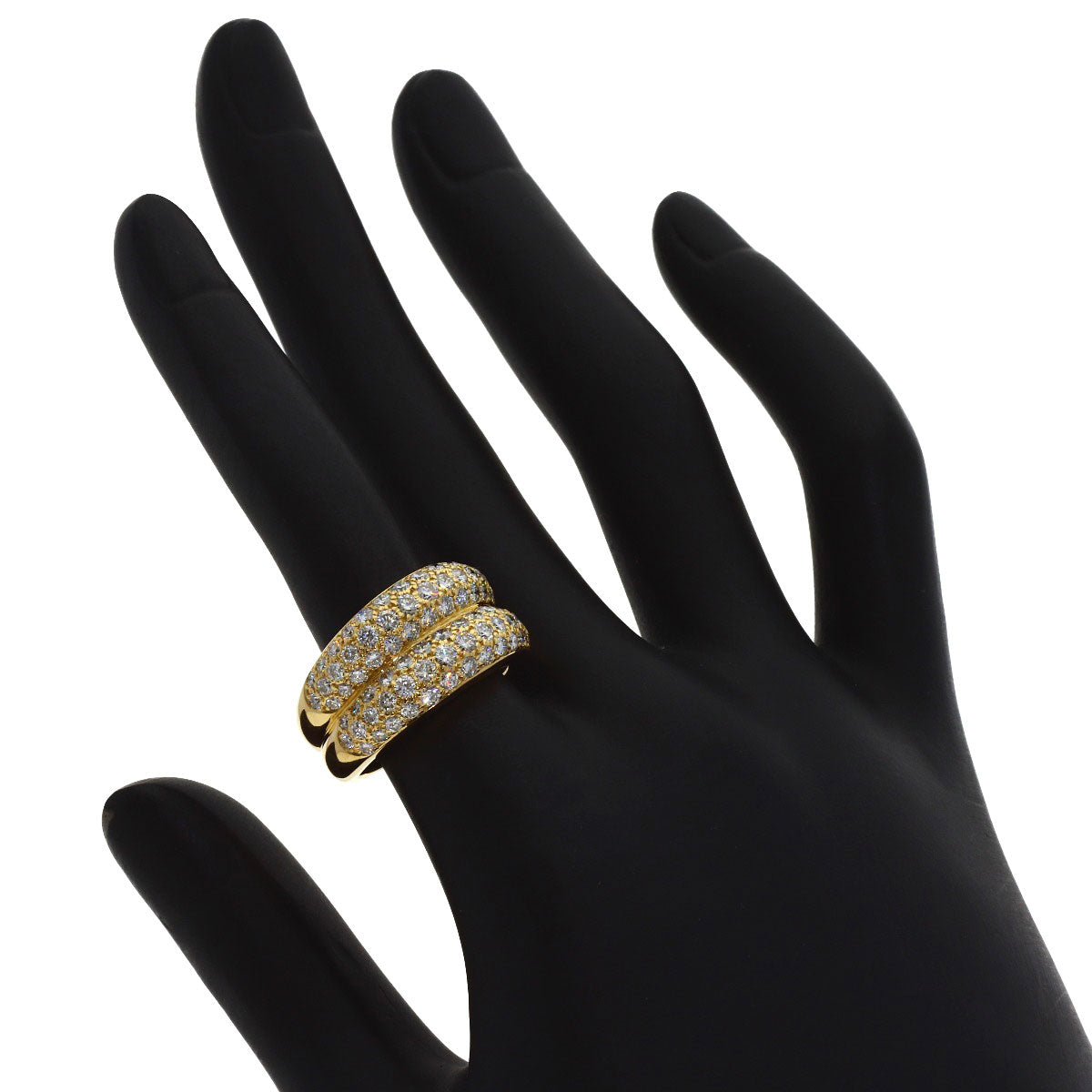 CARTIER Double Mimi Diamond #52 Ring K18 Yellow Gold Ladies [Used]