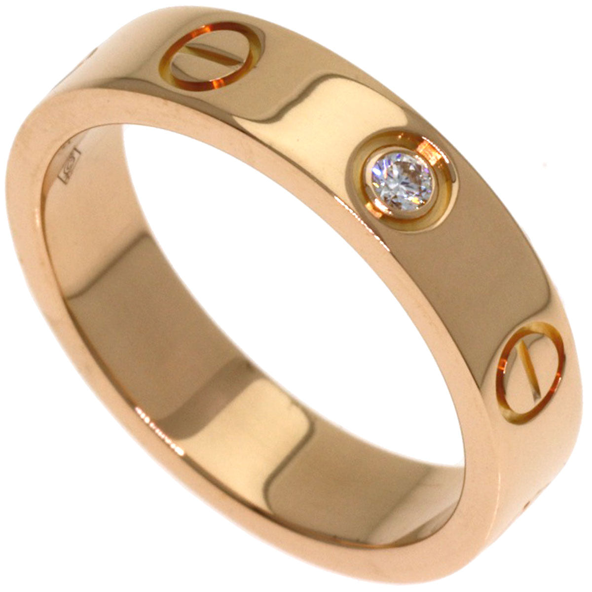 CARTIER Mini love ring 1P Diamond #46 Ring K18 Pink Gold Ladies [Used]