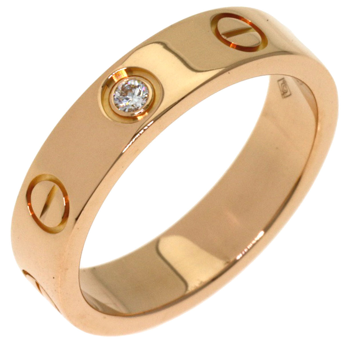 CARTIER Mini love ring 1P Diamond #46 Ring K18 Pink Gold Ladies [Used]