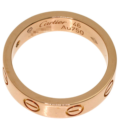 CARTIER Mini love ring 1P Diamond #46 Ring K18 Pink Gold Ladies [Used]
