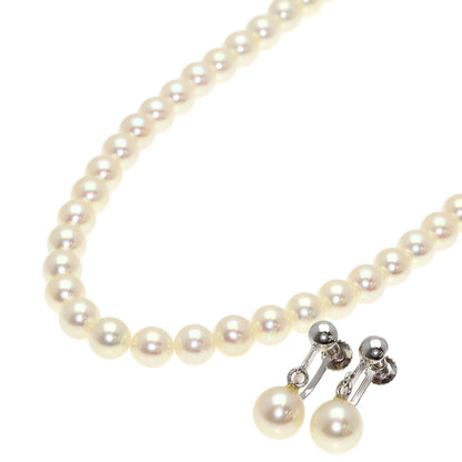MIKIMOTO Pearl Pearl Earring 2-piece set Necklace Silver Ladies [Used]