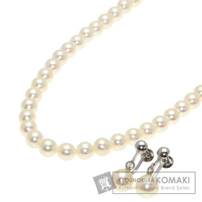 MIKIMOTO Pearl Pearl Earring 2-piece set Necklace Silver Ladies [Used]
