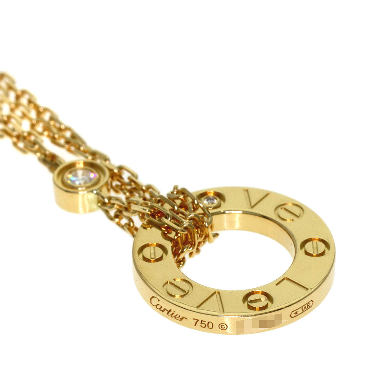 CARTIER Love circle Diamond Necklace K18 Yellow Gold Ladies [Used]