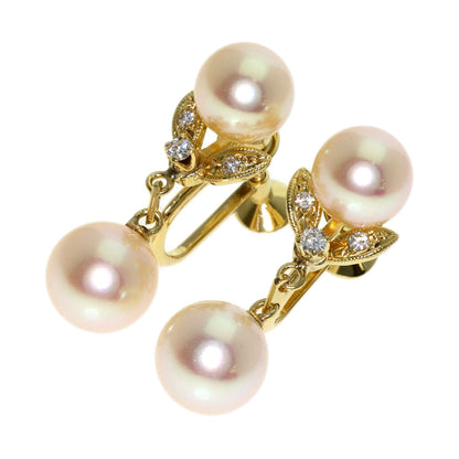 MIKIMOTO Pearl Pearl Diamond Earring K14 Yellow Gold Ladies [Used]