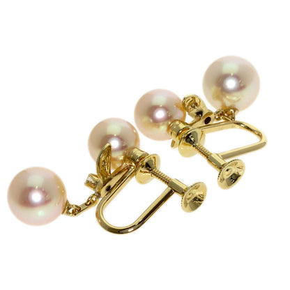 MIKIMOTO Pearl Pearl Diamond Earring K14 Yellow Gold Ladies [Used]