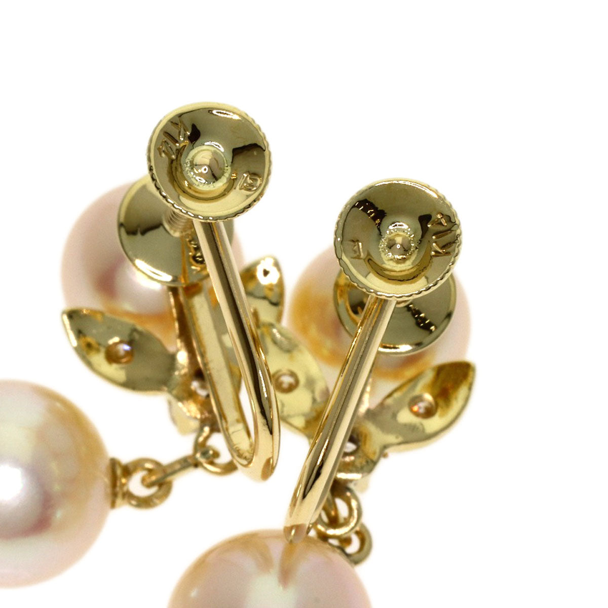 MIKIMOTO Pearl Pearl Diamond Earring K14 Yellow Gold Ladies [Used]