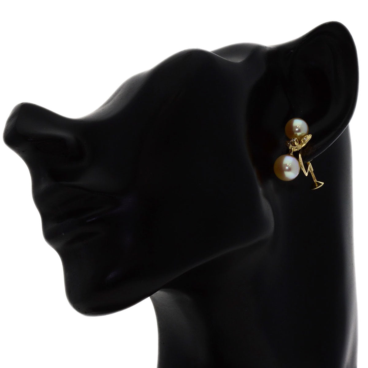 MIKIMOTO Pearl Pearl Diamond Earring K14 Yellow Gold Ladies [Used]