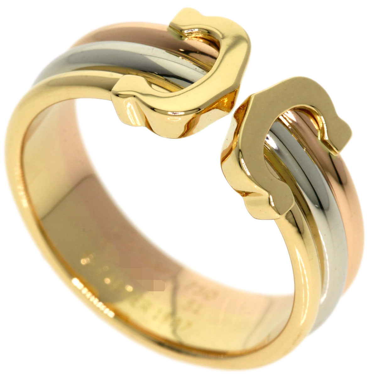 CARTIER 2C Ring SM #51 Ring K18 Yellow Gold 18K Pink GoldLadies [Used]