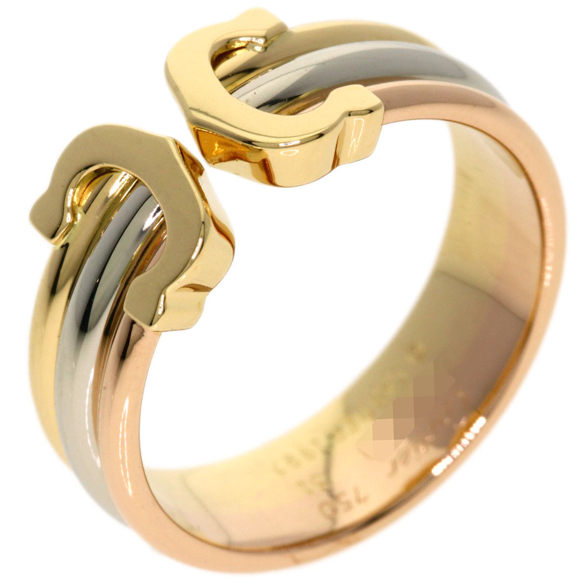 CARTIER 2C Ring SM #51 Ring K18 Yellow Gold 18K Pink GoldLadies [Used]