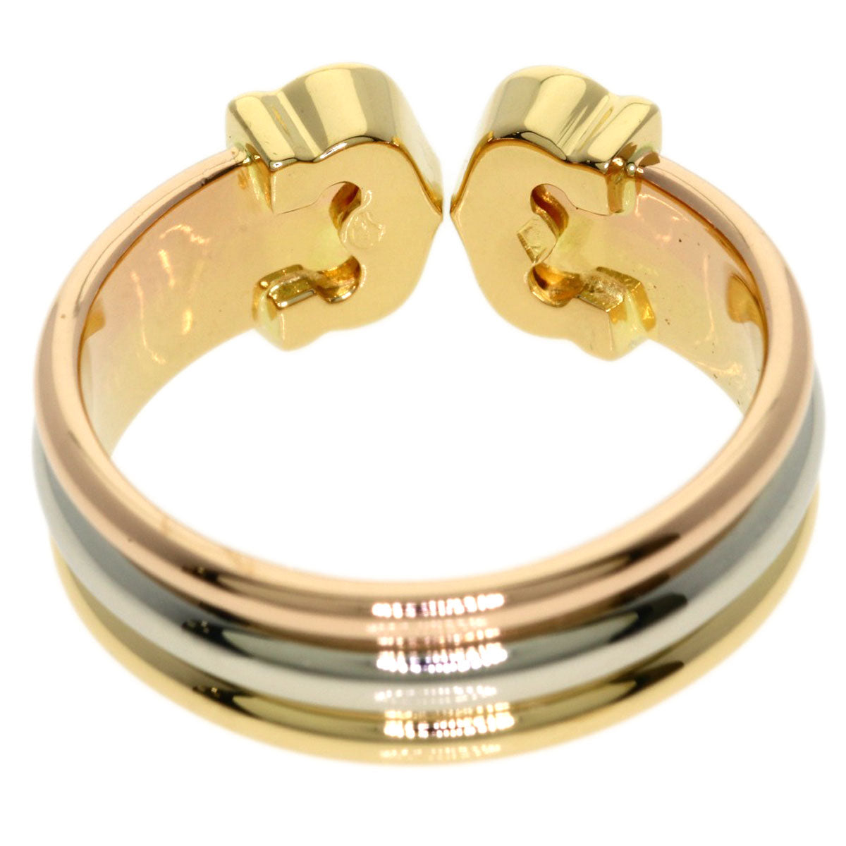 CARTIER 2C Ring SM #51 Ring K18 Yellow Gold 18K Pink GoldLadies [Used]