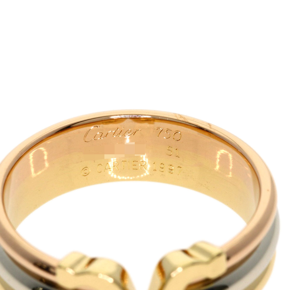 CARTIER 2C Ring SM #51 Ring K18 Yellow Gold 18K Pink GoldLadies [Used]