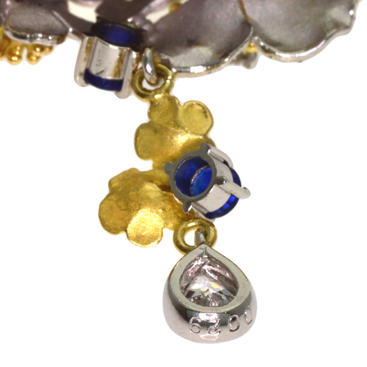 NOBUKO ISHIKAWA as Time Mont Saint-Michel Sapphire Diamond Brooch K18 Yellow Gold PT900Ladies [Used]