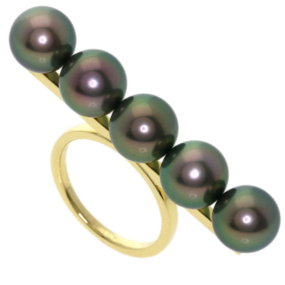 TASAKI Balance Signature Black Pearl Ring K18 Yellow Gold Ladies [Used]