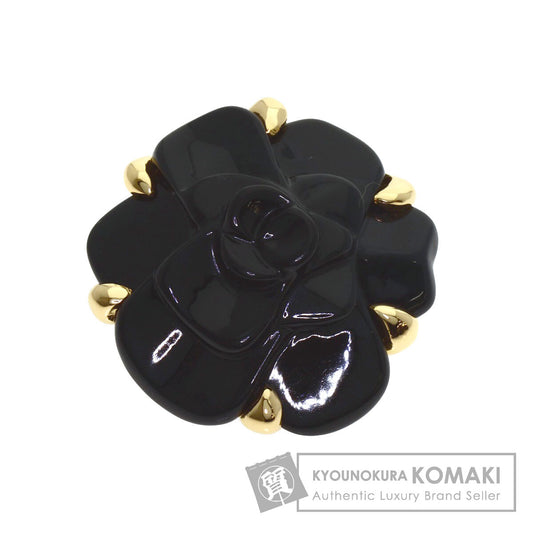 CHANEL Camellia Onyx Pendant top K18 Yellow Gold Ladies [Used]
