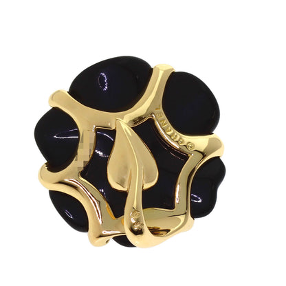 CHANEL Camellia Onyx Pendant top K18 Yellow Gold Ladies [Used]