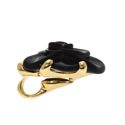 CHANEL Camellia Onyx Pendant top K18 Yellow Gold Ladies [Used]