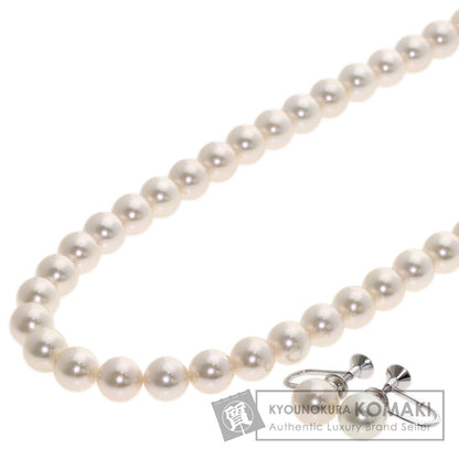 MIKIMOTO Pearl Pearl M Charm Earrings 2-piece set Necklace Silver Ladies [Used]
