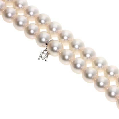 MIKIMOTO Pearl Pearl M Charm Earrings 2-piece set Necklace Silver Ladies [Used]