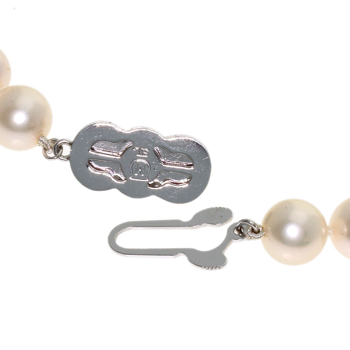 MIKIMOTO Pearl Pearl M Charm Earrings 2-piece set Necklace Silver Ladies [Used]