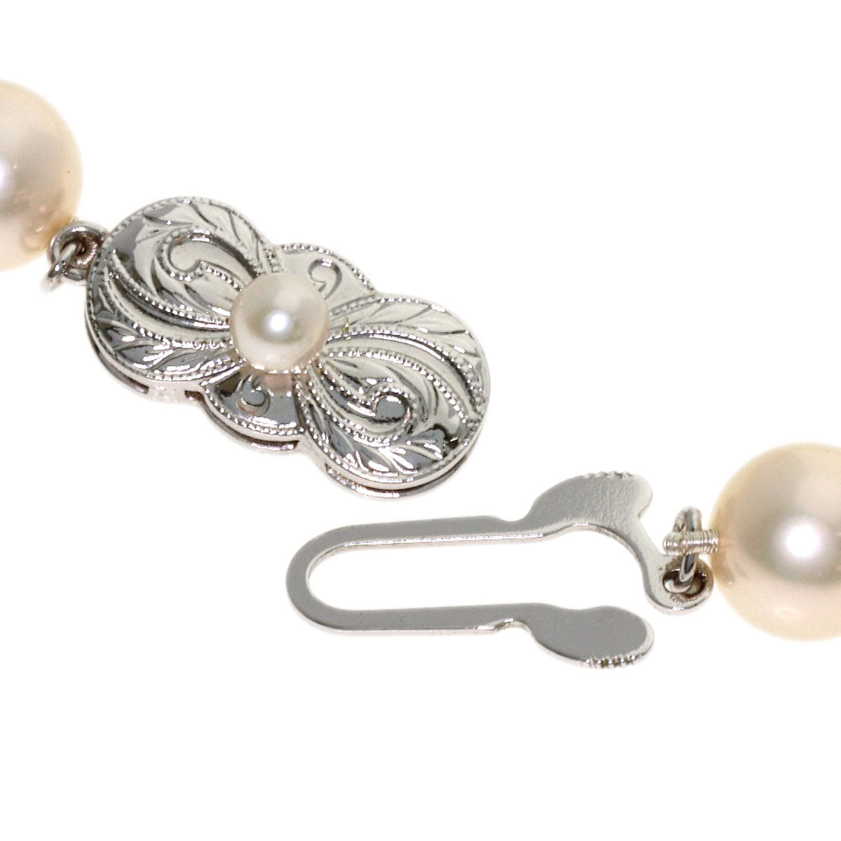 MIKIMOTO Pearl Pearl M Charm Earrings 2-piece set Necklace Silver Ladies [Used]