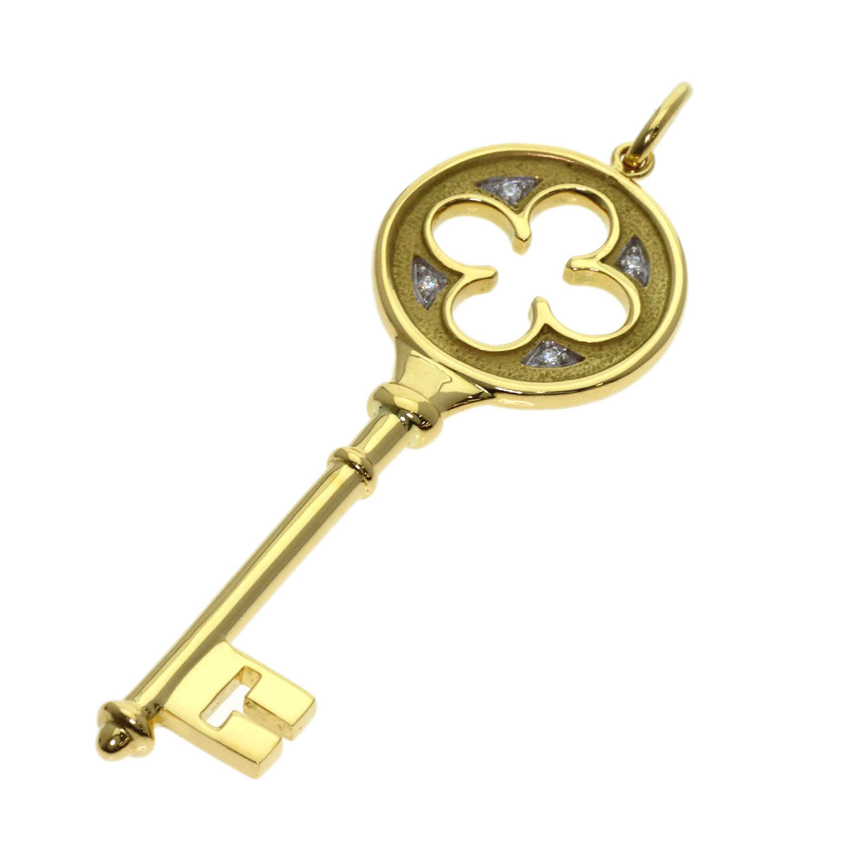 TIFFANY&Co. Clover Key Diamond Pendant top K18 Yellow Gold Ladies [Used]