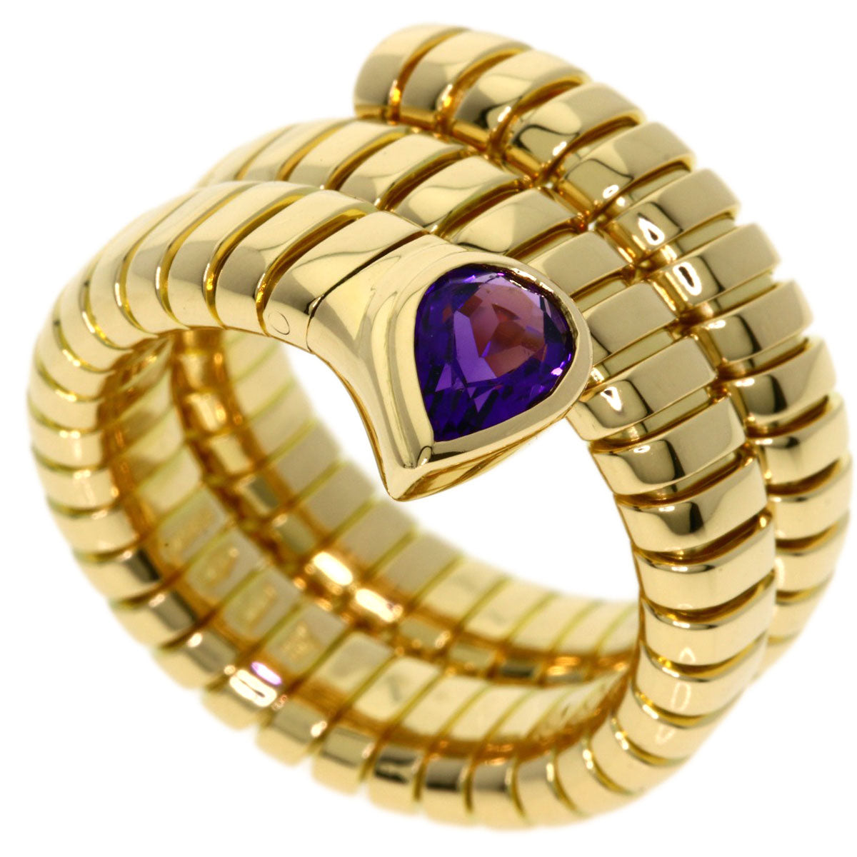 BVLGARI Tubogas Amethyst Ring K18 Yellow Gold Ladies [Used]