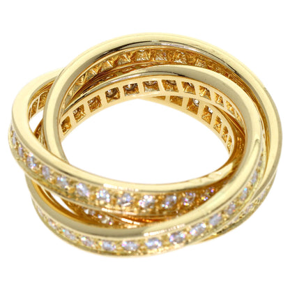 CARTIER Three Bangles Diamond # 54 Ring K18 Yellow Gold Ladies [Used]