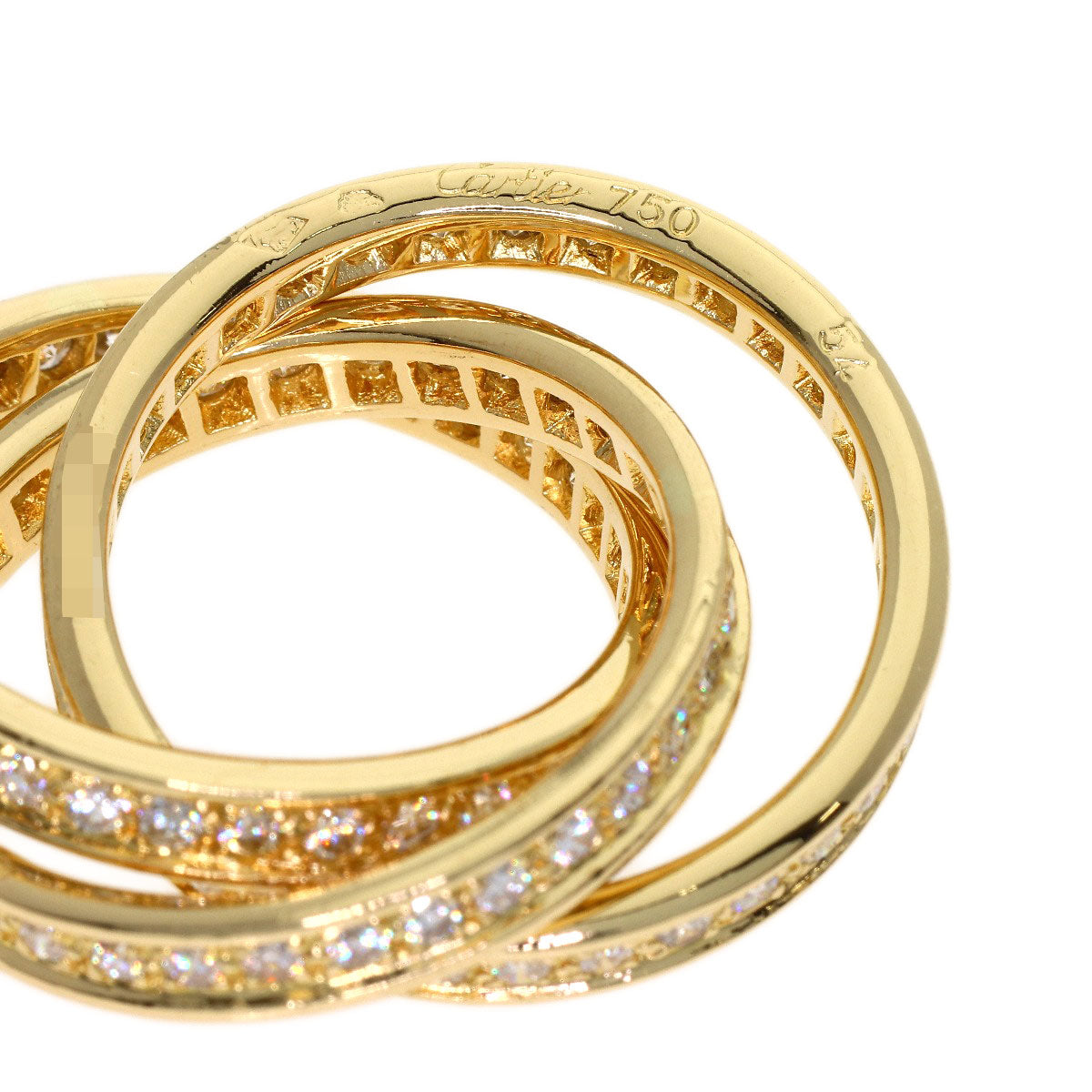 CARTIER Three Bangles Diamond # 54 Ring K18 Yellow Gold Ladies [Used]