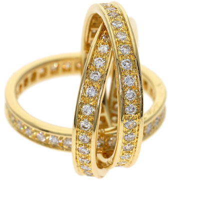 CARTIER Three Bangles Diamond # 54 Ring K18 Yellow Gold Ladies [Used]