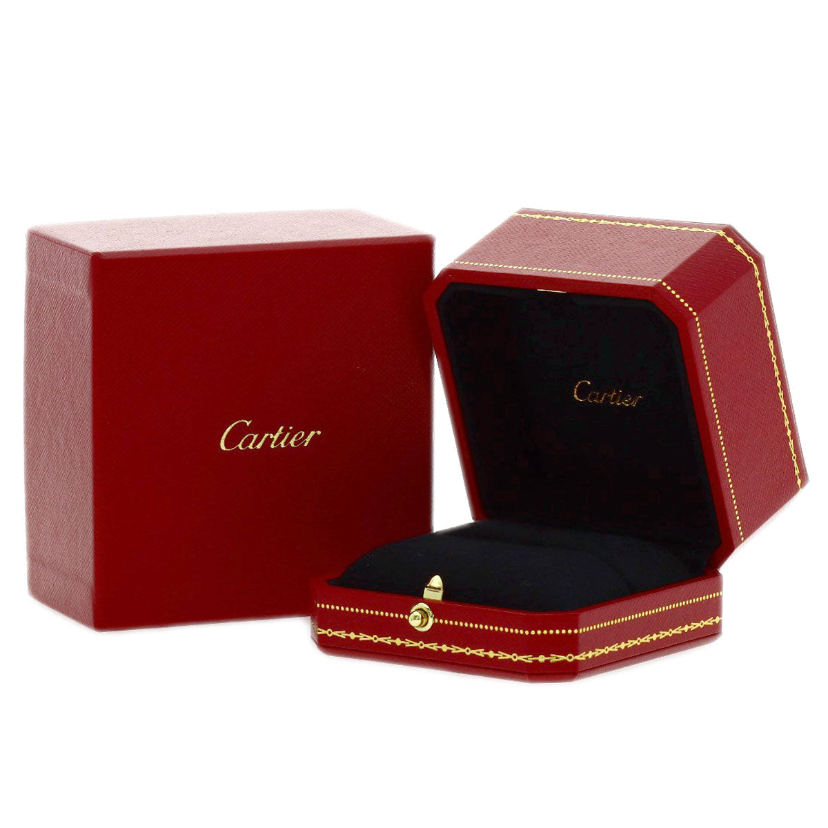 CARTIER Three Bangles Diamond # 54 Ring K18 Yellow Gold Ladies [Used]