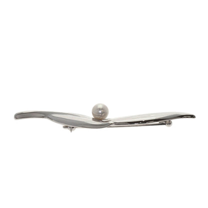 MIKIMOTO Leaf motif Pearl Pearl Brooch K18 White Gold Ladies [Used]