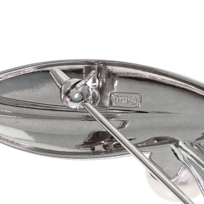 MIKIMOTO Leaf motif Pearl Pearl Brooch K18 White Gold Ladies [Used]