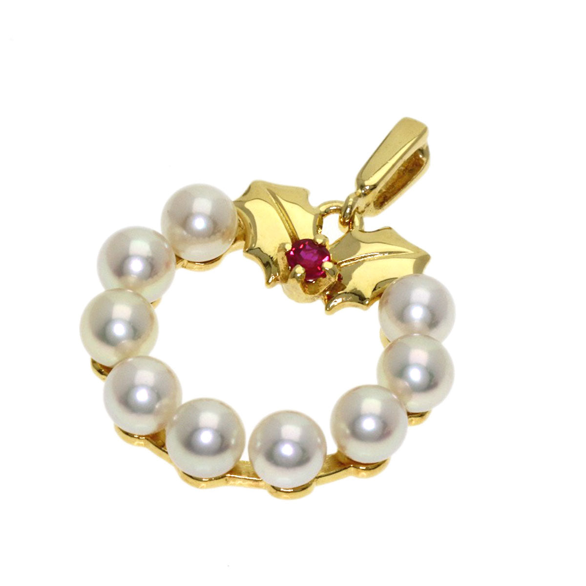MIKIMOTO Pearl Pearl Ruby Pendant top K18 Yellow Gold Ladies [Used]