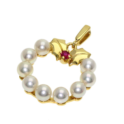 MIKIMOTO Pearl Pearl Ruby Pendant top K18 Yellow Gold Ladies [Used]