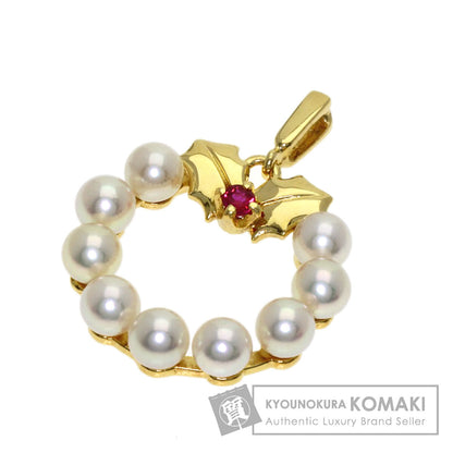 MIKIMOTO Pearl Pearl Ruby Pendant top K18 Yellow Gold Ladies [Used]