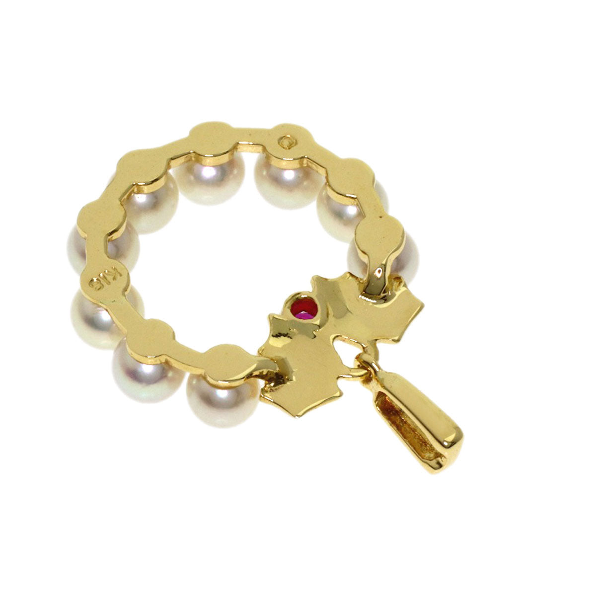 MIKIMOTO Pearl Pearl Ruby Pendant top K18 Yellow Gold Ladies [Used]