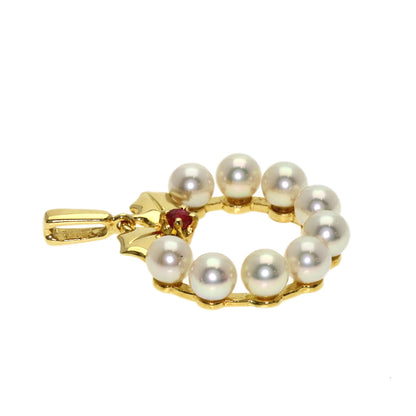 MIKIMOTO Pearl Pearl Ruby Pendant top K18 Yellow Gold Ladies [Used]