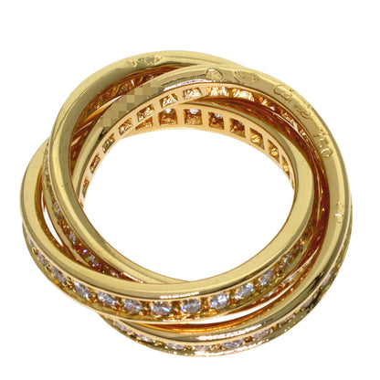 CARTIER Three Bangles Diamond #50 Ring K18 Yellow Gold Ladies [Used]