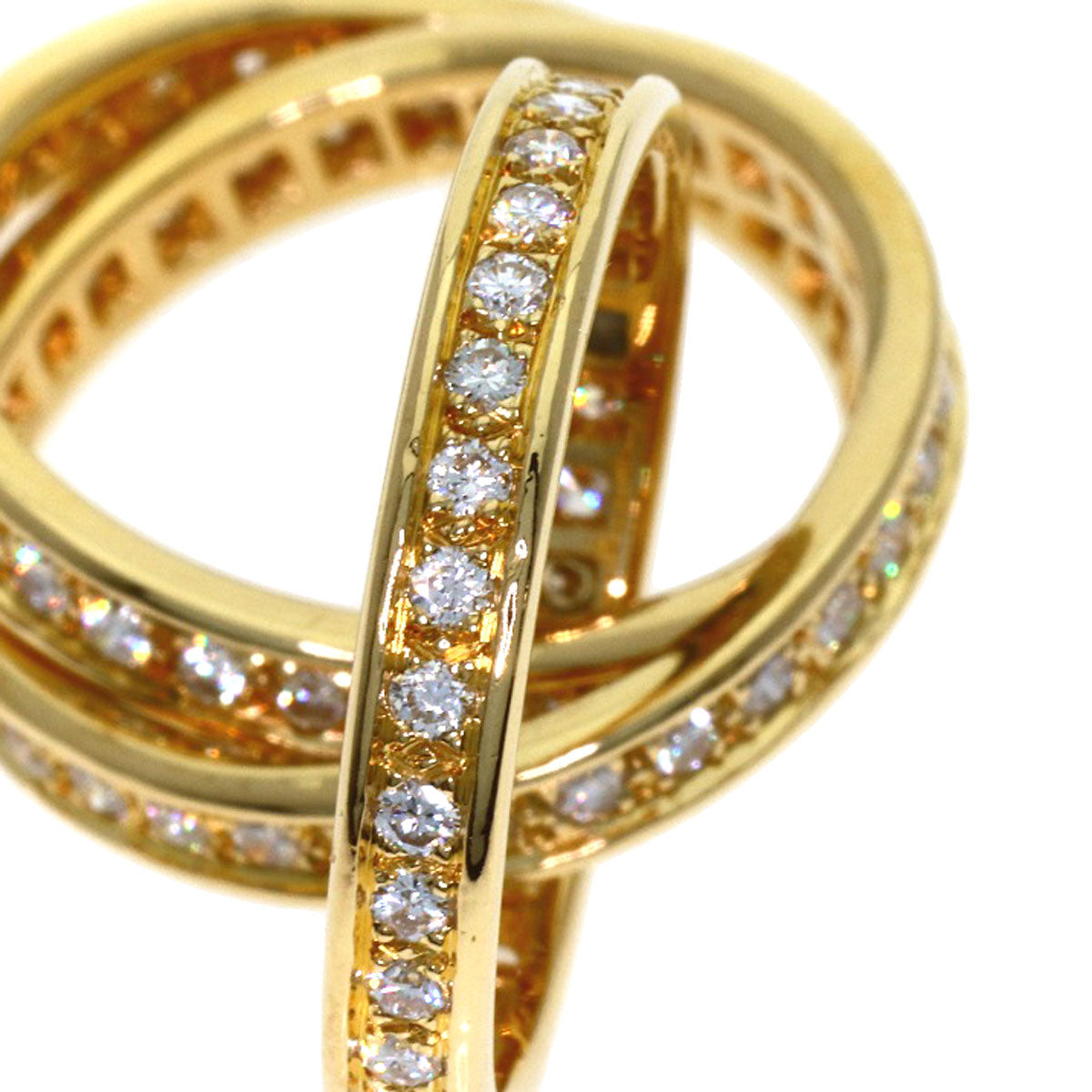 CARTIER Three Bangles Diamond #50 Ring K18 Yellow Gold Ladies [Used]