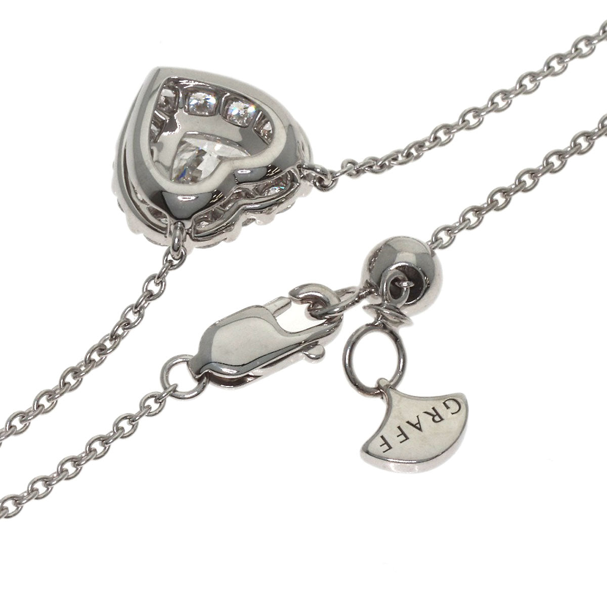 GRAFF Heart-shaped micropavé pendant diamonds Necklace K18 White Gold Ladies [Used]