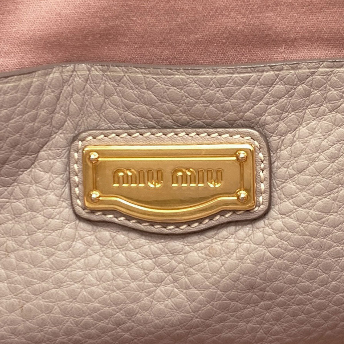 MIUMIU logo Tote Bag Leather Ladies [Used]