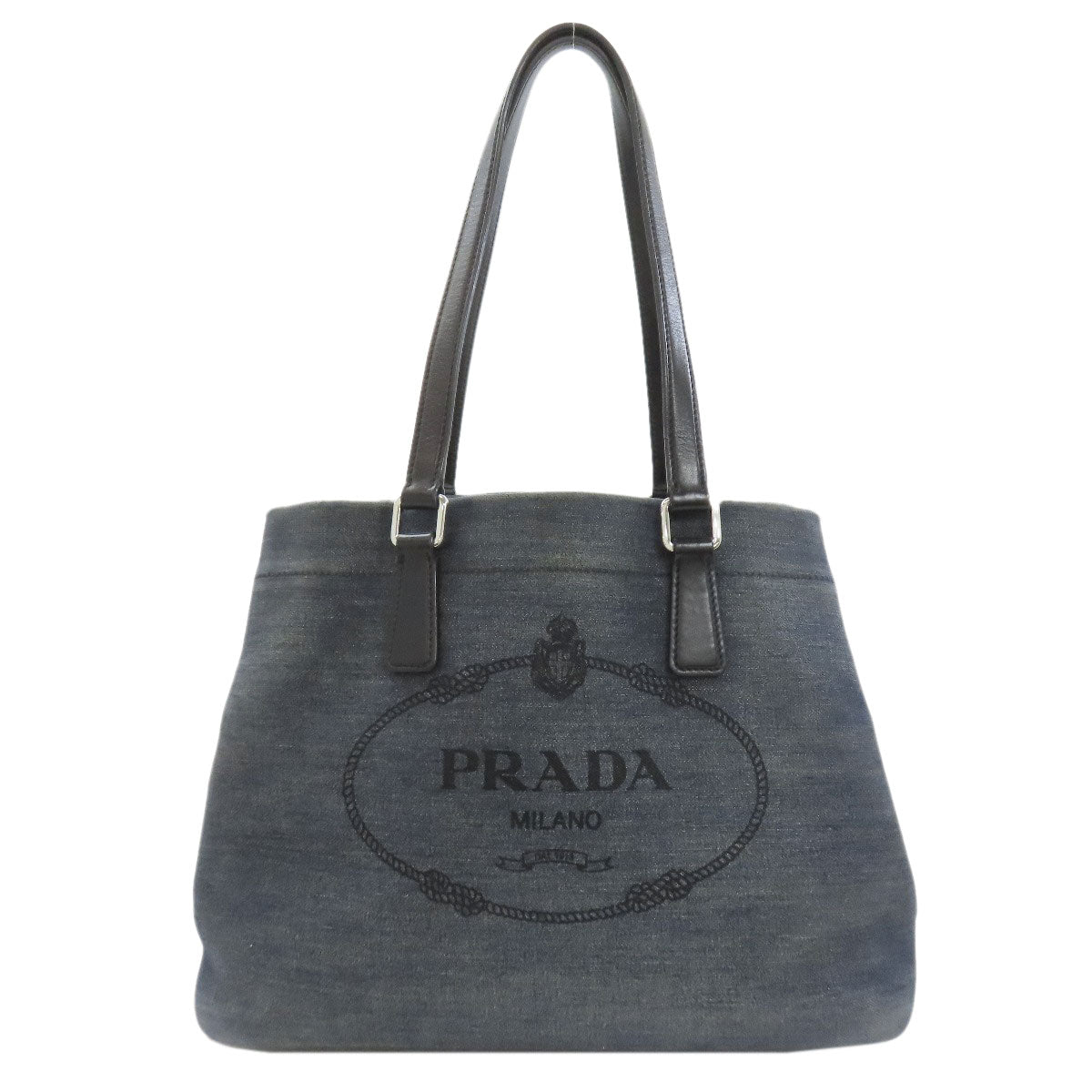 PRADA logo Tote Bag Denim Ladies [Used]