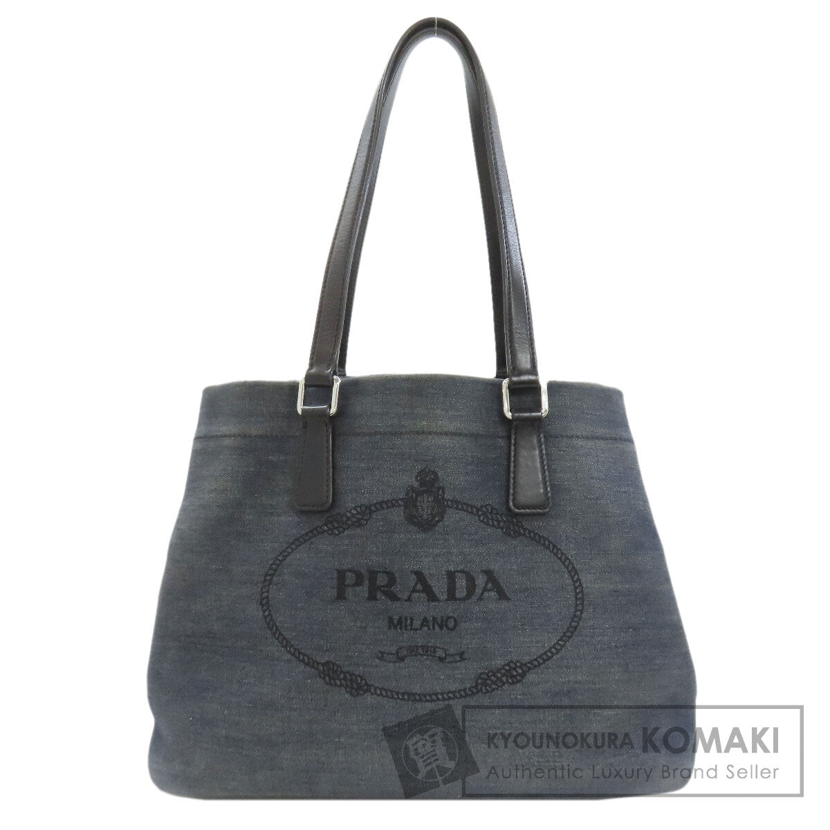 PRADA logo Tote Bag Denim Ladies [Used]